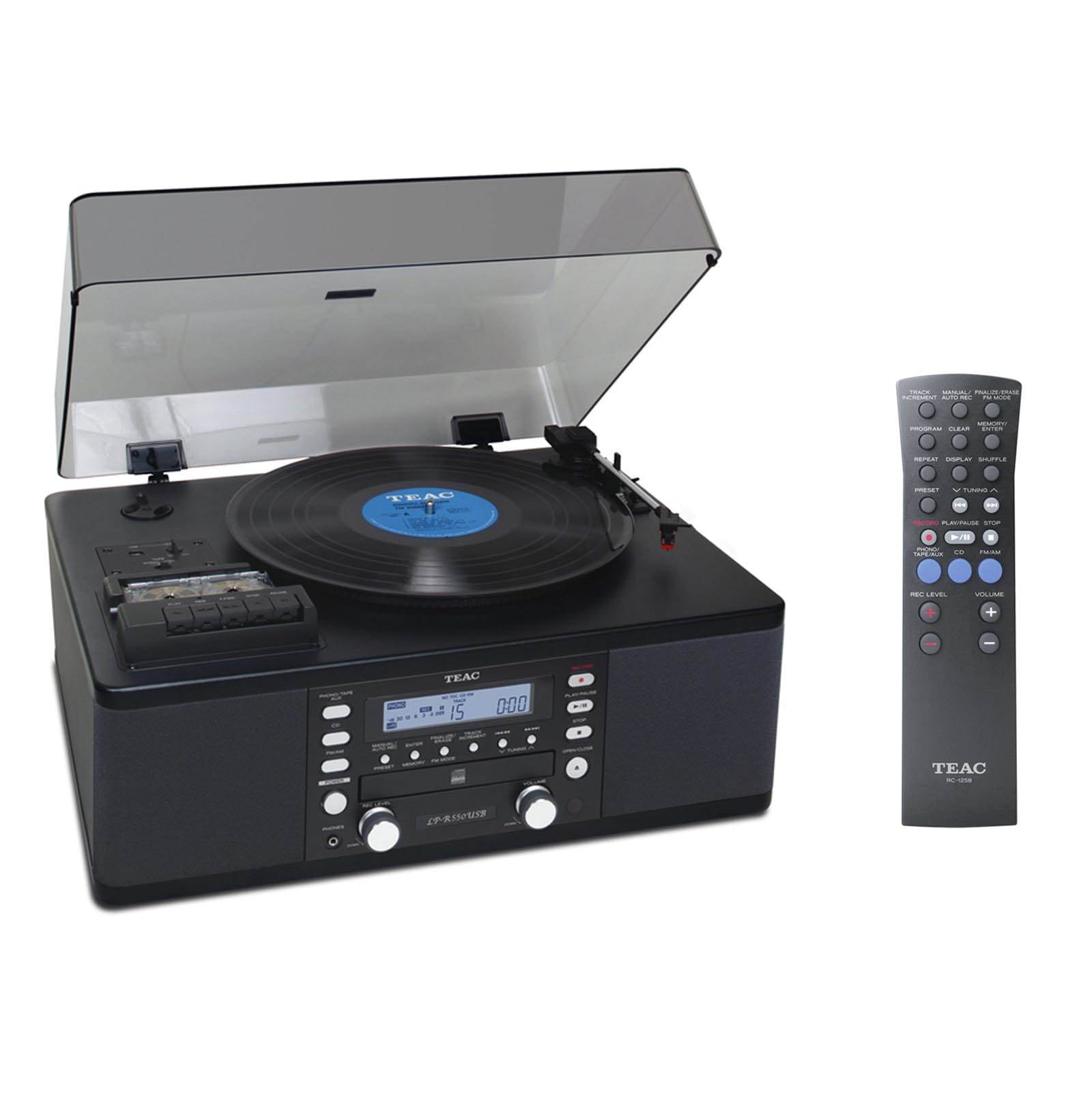 CD Recorder Cassette and Turntable BLACK