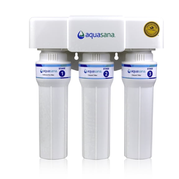 Aquasana Under Sink Water Filter | 3-Stage Max Flow  Filtration | Reduces up to 99.99% of 78 Contaminants - PFAS, Lead, Chlorine, Cysts, & More | Under Counter Drinking Water Filter | AQ-6300M-NF