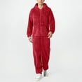thumbnail image 2 of Men's Jumpsuit Casual Pajamas Soft Warm Hooded Suit Zipper Design Long Sleeve Sleepwear Winter Leisure Outfit, 2 of 5