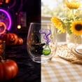 thumbnail image 4 of 2D Printed Halloween Stemless Glass Cup, Spooky Ghost Black Cat Pumpkin Pattern Wine Tumbler, Seasonal Halloween Party Drinkware Decor, 4 of 7