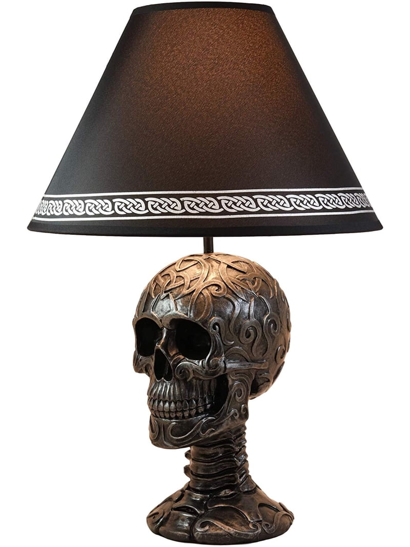 Ebros Gift Gothic Tribal Skull Table Lamp, Light of Wisdom with