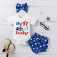 thumbnail image 2 of Hbdhejl Fashion Outfit Set For Girls Infant Boys Short Sleeve Independence Day 4Th Of July Letter Printed Romper Bodysuits Shorts Headbands Outfits 9-12 Months, 2 of 7