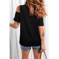 thumbnail image 1 of ABPHQTO Camiseta negra con gráfico de hombros descubiertos con estampado de conejito de Pascua feliz para mujer, 1 of 5