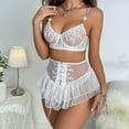 thumbnail image 4 of Odeerbi Women's Lingerie Corset Set 2025 Valentine's Day Solid Color Lace Fringe Sexy Sexy Underwear Body Shaping Set White, 4 of 6