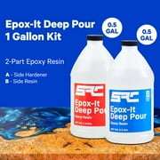 SRC Epox-It Deep Pour Epoxy Casting Resin Kit, 1 Gallon Crystal Clear Epoxy Resin, 1:1 Mix Ratio, Up to 2” Deep, for Casting Art, River Tables, Live Edge Wood, Bar Top, Tabletop