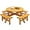 Seats 8, 4 Built-in Benches, variant on Round Wooden Picnic Table for Outdoors, 6 Person Round Outdoor Table and Chairs, Built-in Benches, Umbrella Hole for Garden, Backyard