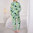 thumbnail image 3 of KLL Avocado Flowers And Leaves Print Women's Long Sleeve Pajamas with Pants Sleepwear Loungewear 2 Set-, 3 of 8