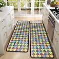 thumbnail image 4 of Kitchen Rugs Sets Of 2,Multi Color Diamond Checkerboard Checkered Pattern Anti Fatigue Kitchen Mat Rugs Non Slip Washable,Decorative Kitchen Floor Mats for Kitchen,Sink,Laundry,17"x47"+17"x47", 4 of 5