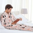thumbnail image 6 of Honeii White And Black Rabbit Pattern Mens Pajamas Set,2pcs Men's Lounge Long Sleeve Sleep Shirt and Pajama Bottoms Sleepwear Set,Mens Pjs Sets-X-Large, 6 of 7
