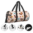 thumbnail image 5 of Xecao Forest Squirrel Nuts print Round Travel Duffel Bag is a foldable gym bag with an inner pocket, perfect for travel sports, 5 of 8