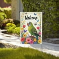 thumbnail image 4 of Spring Autumer Garden Flag Welcome For Outside A Green And Yellow Parakeet Sitting On A Branch Of Flowers 12×18 In Double Yard Flag Outdoor Farmhouse Decoration Home Festival Gazebo Terrace, 4 of 6