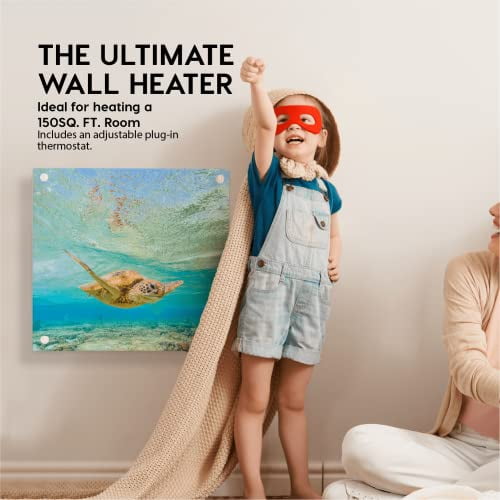 EconoHome Wall Mount Space Heater Panel - with Thermostat - 400 Watt Convection Heater - Ideal for 120 Sq Ft Room - 120V Electric Heater - Updated Model