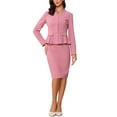 thumbnail image 3 of INSPIRE CHIC Women's Suit Sets Business Outfits Collarless Peplum Blazer Formal Pencil Skirt Suit 2 Piece Set XL Dark Rose, 3 of 7