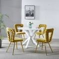 thumbnail image 2 of Set of 4 Yellow Dining Chairs with Gold Metal Legs, Upholstered Velvet Accent Chairs for Kitchen, Living Room & Cafe, 2 of 6