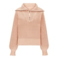thumbnail image 3 of LOVZFMLL Sweaters for Women V-Neck Ribbed Pullover Half-Zip Lapel Casual Polo Loose Long Sleeve Tops Warm Fall Winter Clothes, 3 of 5
