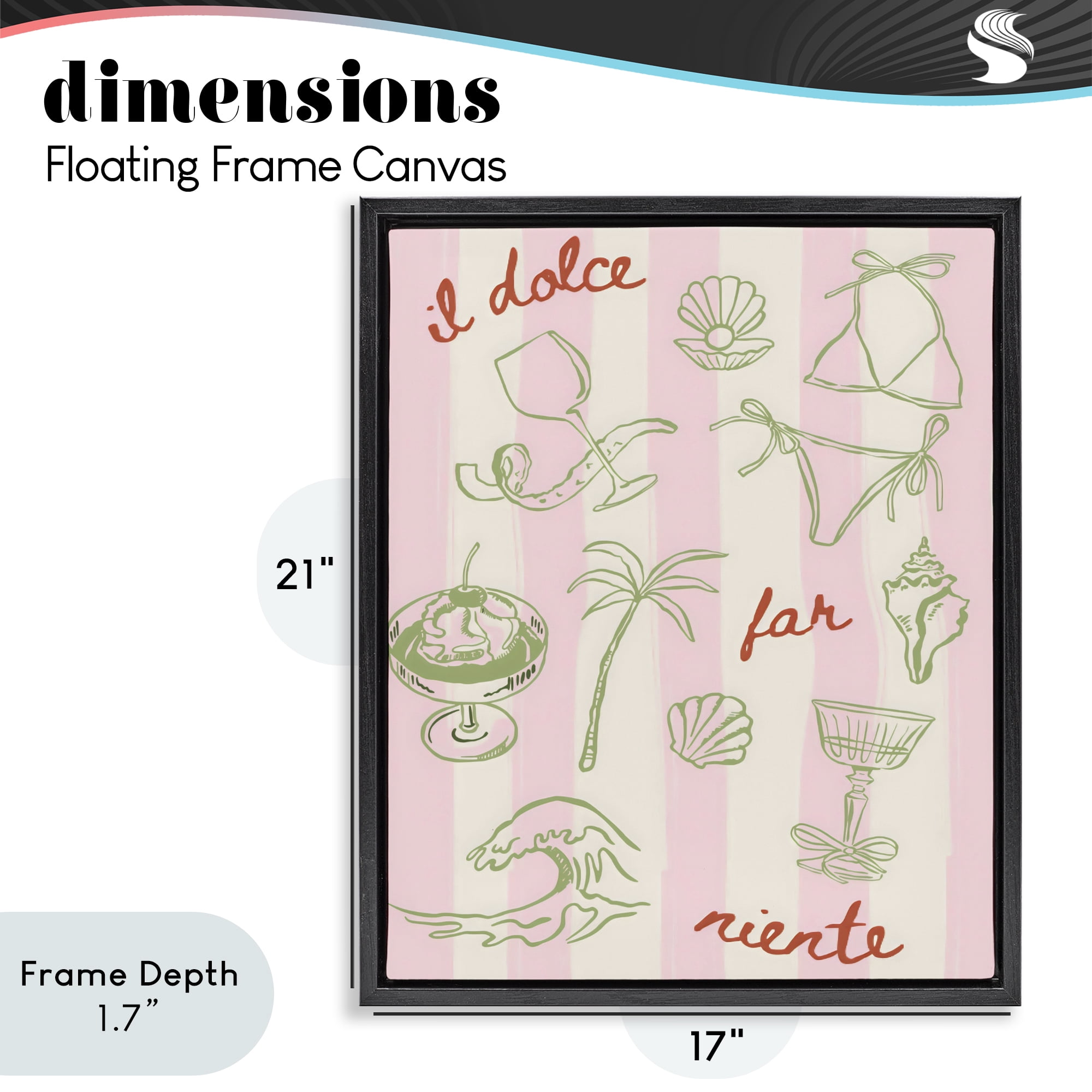 Stupell Industries Il Dolce Far Niente Beach Saying Black Framed Floater Canvas Wall Art, design by The Prints Vibe