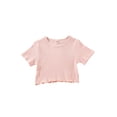 thumbnail image 3 of Caoirhny Baby Girl’s Ribbed Two Piece Clothing Set 2T 3T 4T 5T 6T 7T Fashion Solid Color Short Sleeve T-shirt and Ruffles Short Skirt, 3 of 9