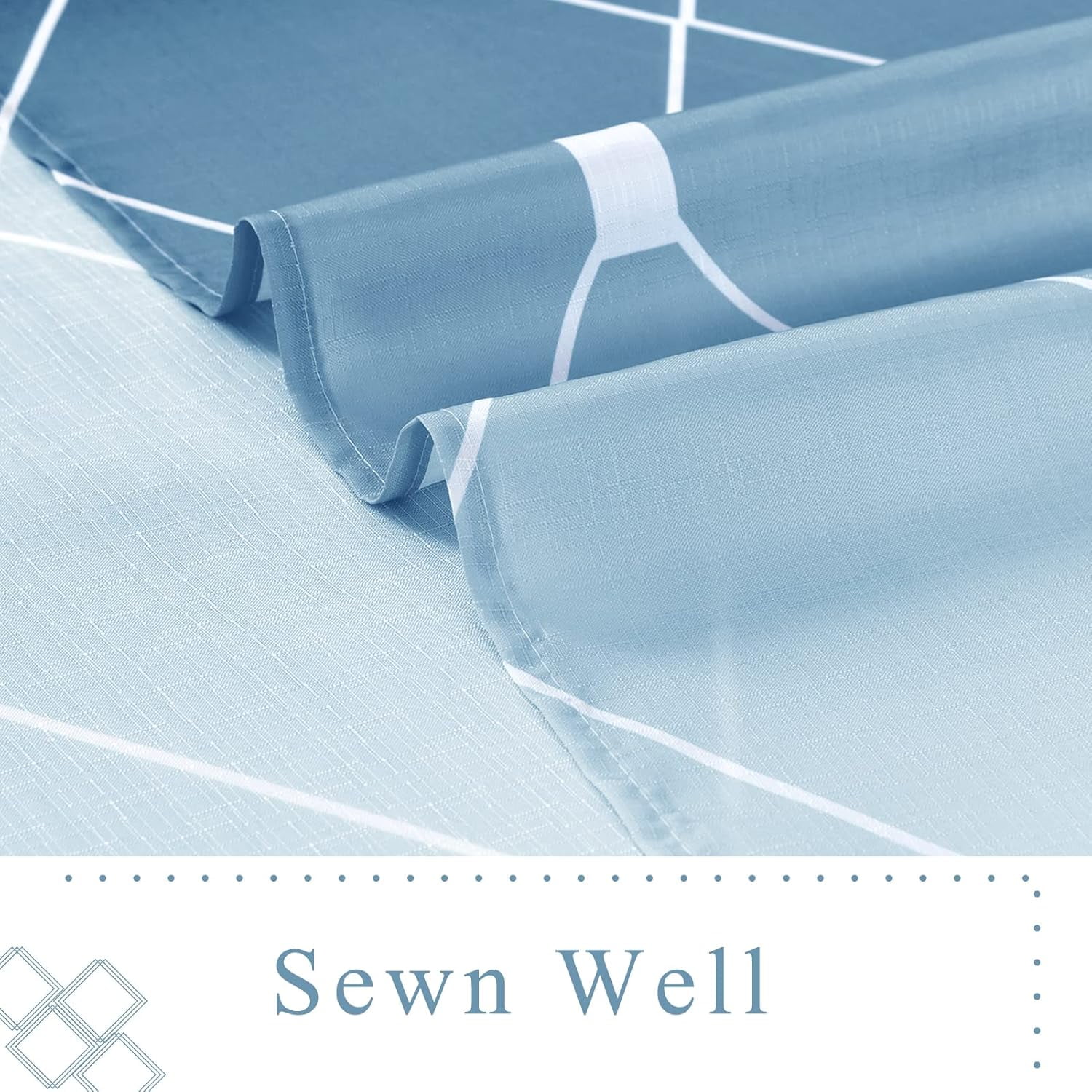 Blue and Gray Shower Curtain Set Light Blue and White Shower Curtain Blue Ombre Shower Curtain with Hooks Water Repellent Shower Curtain Linen Fabric Stripe Shower Curtain 72x72 inch Misty Blue