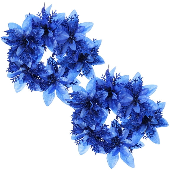 TEHAUX 12Pcs Artificial Flowers Blue Round Petals Honeysuckle Style Christmas Decorations