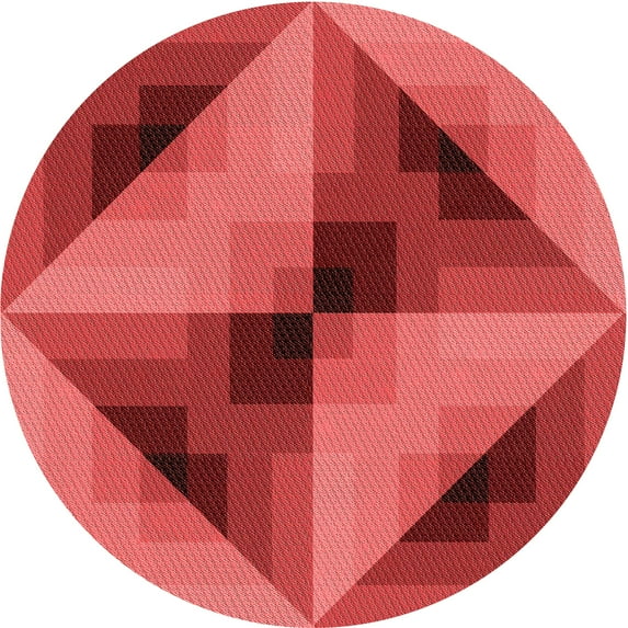 Ahgly Company Machine Washable Indoor Round Transitional Red Area Rugs, 8' Round