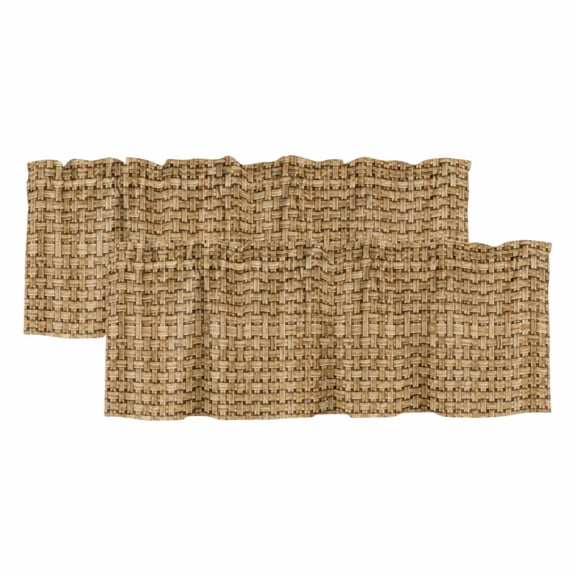 2 Pack Farmhouse Valances for Windows Bedroom Living Room Window Treatments, Country Chic Plaid Gingham Burlap Texture Rod Pocket Valance Drapes Short Kitchen Curtains Over Sink 42"x12"