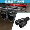 thumbnail image 2 of Car Exhaust Tip Heart Shaped Tail Pipe 2.48" OD 2.64"x2.36" Outlet 8.66" Length Straight Black, 2 of 6