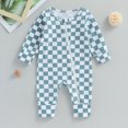 thumbnail image 3 of Gupgi Newborn Baby Boy Zipper Romper Checkered Jumpsuits Infant Fall One Piece Outfit 0-18 Months), 3 of 9