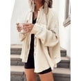 thumbnail image 4 of Women'S Loose Fit Batwing Sleeve Waffle Knit Button Down Shirt Shacket Tops Apricot Color L, 4 of 8