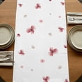 thumbnail image 5 of Watercolor Flowers Table Runner, Spring Pink Ink Floral Botanical Washable Cotton Linen Table Runners 108 Inches Long, Dresser Scarf Runner for Dining/Living Room/Kitchen/Square Tables 13''x108'', 5 of 9
