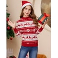 thumbnail image 5 of Fdqin Boys Christmas Sweaters Girls Unisex Reindeer Snowflakes Crewneck Sweatshirt Knit Fall Winter Ugly Christmas Pullover Red 9-10 Years, 5 of 8