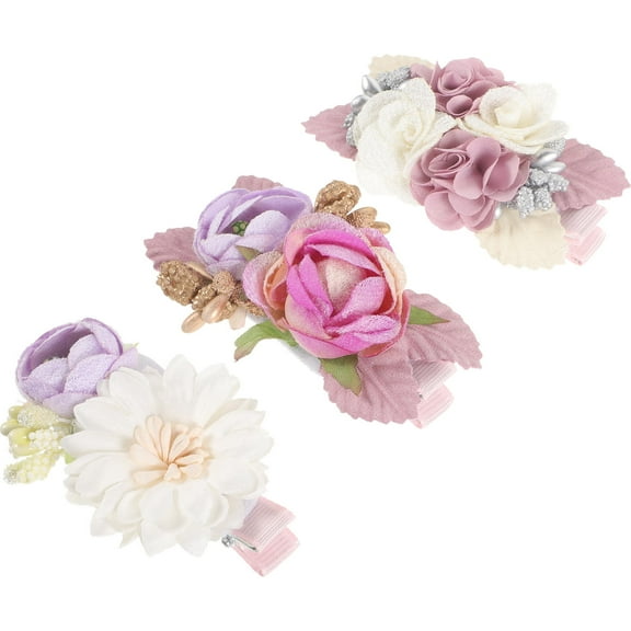 Luxshiny Girls Hair Clip Set with Flower Design for Wedding Photos 3Pcs