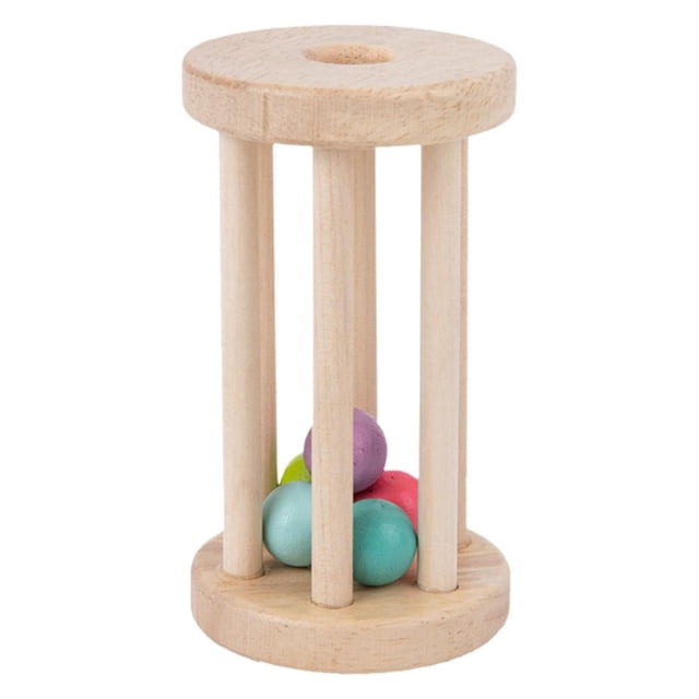 LUVCLS Sonajero de madera para bebé, sonajero con ruedas para bebé, sonajero de madera para gatear, sonajeros de madera con cascabeles, para niños, niñas, regalos de ducha