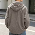 thumbnail image 7 of Plaid Shirt Jacket Men Fall Winter Long Sleeve Loose Casual Button Down Drawstring Hooded Shirt Work Shirts Outerwear, 7 of 7