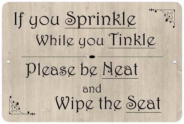 If You Sprinkle When You Tinkle Aluminum Metal Funny Bathroom Sign Home Decor 