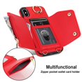 thumbnail image 6 of ShellTech for iPhone Xs Max Case with Card Holder and Strap - Zipper Pocket,Crossbody Lanyard Strap,Credit Card Holder,Stand Ring,Cute Phone Wallet Case for Women,Red, 6 of 10