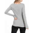 thumbnail image 3 of Doublju Women's Round Neck Long Sleeve Ribbed Top with Thumb Holes (Plus Size Available), 3 of 4