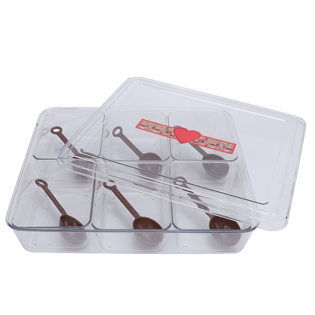 Bandeja Para Servir Dividida, Exterior Brillante Y Lustroso, Fondo Antideslizante Esmerilado, Resistente Al Frío Y Al Calor, 6 Compartimentos, Gran Espacio De Almacenamiento, Para
