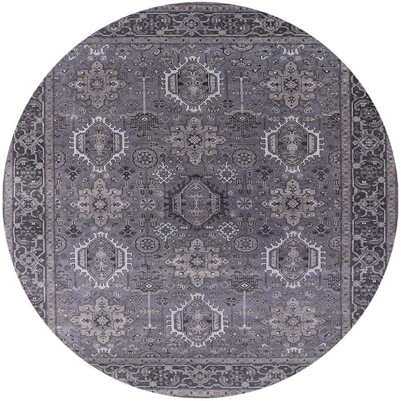 Ahgly Company Machine Washable Indoor Round Industrial Modern Gray Area Rugs, 3' Round