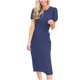 thumbnail image 1 of Vestido largo de cuello redondo de moda para mujer vestido sólido de manga corta Pompotops ghjkhdj10566, 1 of 9