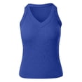 thumbnail image 5 of YMNXA Women's Tank Top Sleeveless V Neck Ribbed Crop Solid Color High Stretch Slim Fit Vest For Club Streetwear,Blue,Xxl, 5 of 5