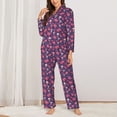 thumbnail image 2 of Hirioo red Skull flower for Women's Pajama Sets 2 Piece Pjs Women's Long-Sleeved Pajama Set Button Down Sleepwear,S-XXL-XX-Large, 2 of 7