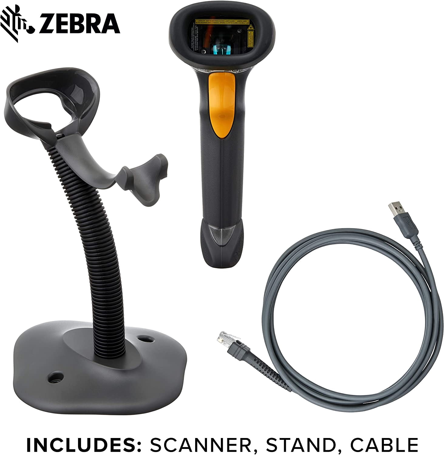 Zebra LS2208 Series Corded Handheld Standard Range Laser Scanner Kit with Gooseneck Stand and Cable Twilight Black LS2208-SR20007R-NA