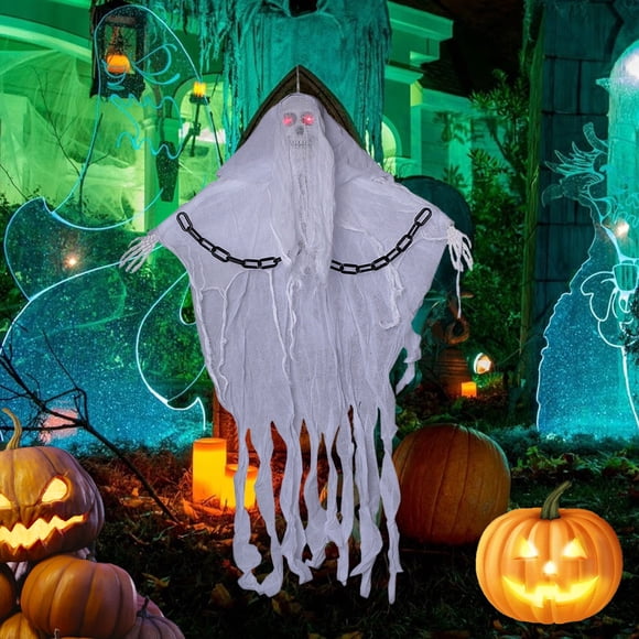 Amzcrzy Decorative Item Halloween Hanging Ghost Chain Hanging Ghost Festival Hanging Ghost House Decoration Glowing Sound Halloween Prop Terror Decor Christmas Decorations Halloween Decorations