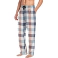 thumbnail image 5 of Blue and Orange Plaid Pajama Pants for Men, Comfortable Mens Lounge Pants with Pockets, Men's Pajama Bottoms, 5 of 7
