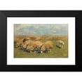 thumbnail image 2 of Heinrich Von Zügel 24x17 Black Modern Framed Museum Art Print Titled - Block of Sheep with Herding Dog in the Pasture (Approx. 1911), 2 of 5