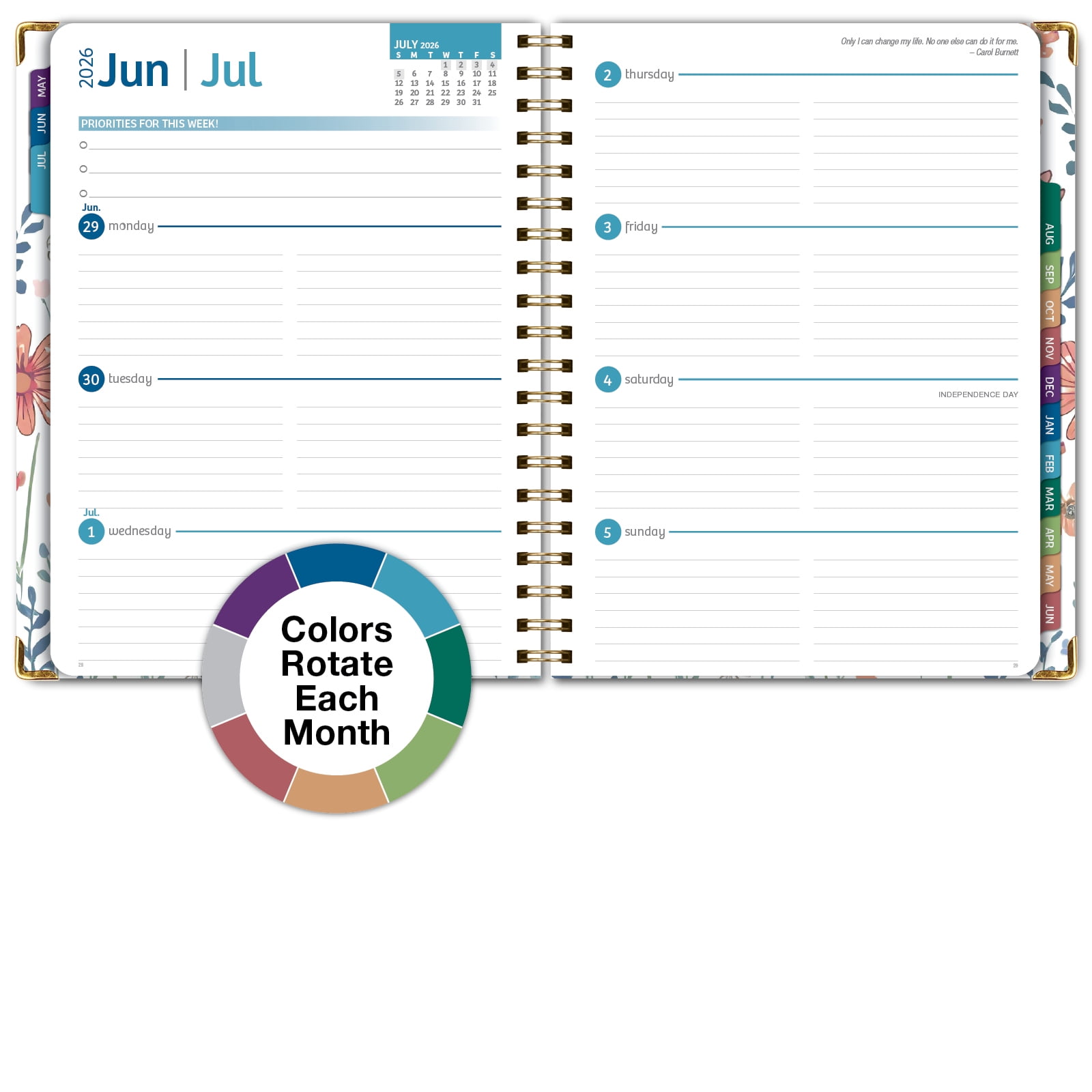 Excello Brands Hardcover AY 2026-2027 Fashion Planner - 8.5"x11" (Colorful Botanicals)