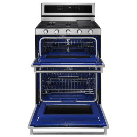 KitchenAid - 6.0 Cu. Ft. Self-Cleaning Free-Standing Double Oven Gas Convection Range - Stainless Steel