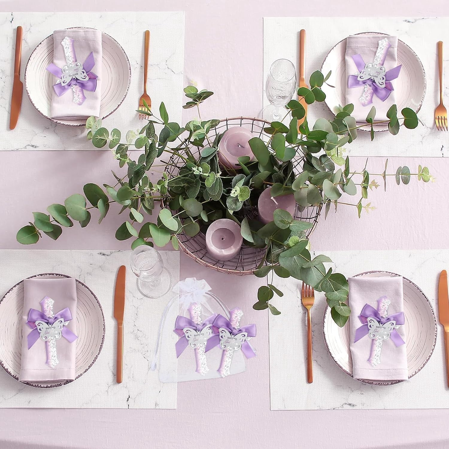 12 Pcs Baptism Favors for Guests Epoxy Cross Fridge Magnets First Communion Cross with Flower Christian Souvenirs Gift for Baptism Christening Baby Shower Party Family Gathering (Purple)
