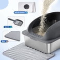 thumbnail image 4 of EDX Stainless Steel Cat Litter Box with Lid, XL Extra Large Cat Litter Box for Big Cats, High Wall Sides, Never Absorbs Odors, Anti-Urine Leakage, Easy Cleaning, Scoop and Mat Included, Dark Grey, 4 of 8