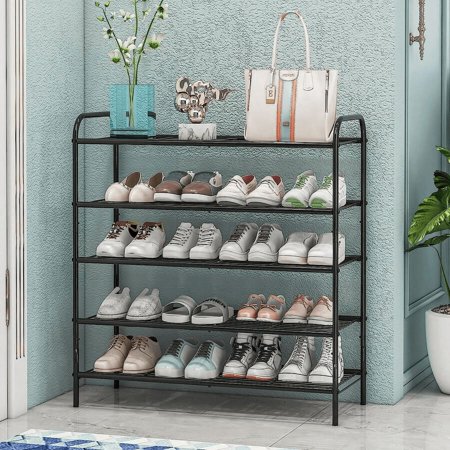 Veakar Shoe Rack 5 Tier Shoe Organizer Shoe Storage 20-25 Pairs Shoe Rack for Closet Shoe Rack Organizer Entryway Shoe Holder Space Saving Shoe Shelf Shoe Stand Large Tall Shoe Tower Garage Door